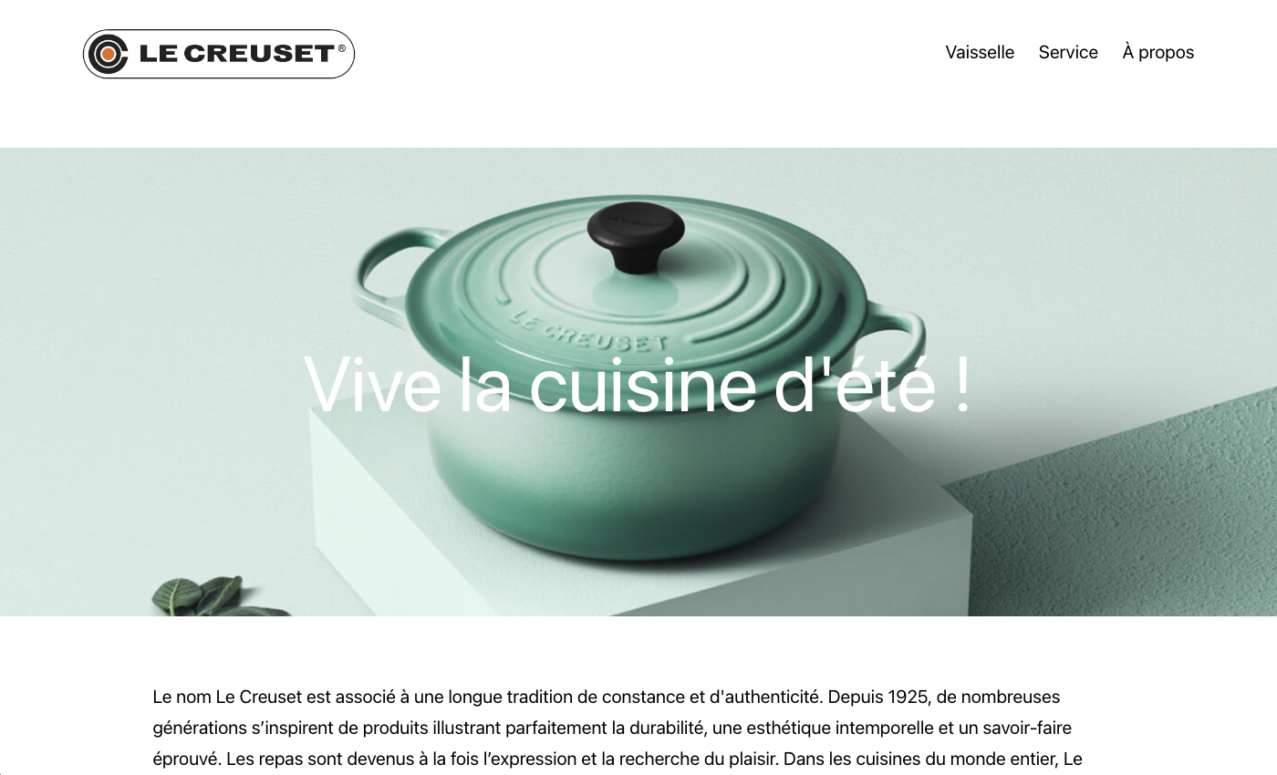 Site wordpress Le creuset