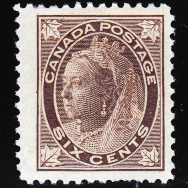 1897 - #71 MNH TTB- 6c Brun - Feuille d'érable canadienne - Timbre de la reine Victoria cv$600