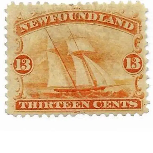 Terre-Neuve Sc 30 MNG. Voilier orange 1865 13c, quelques conseils de perf toniques