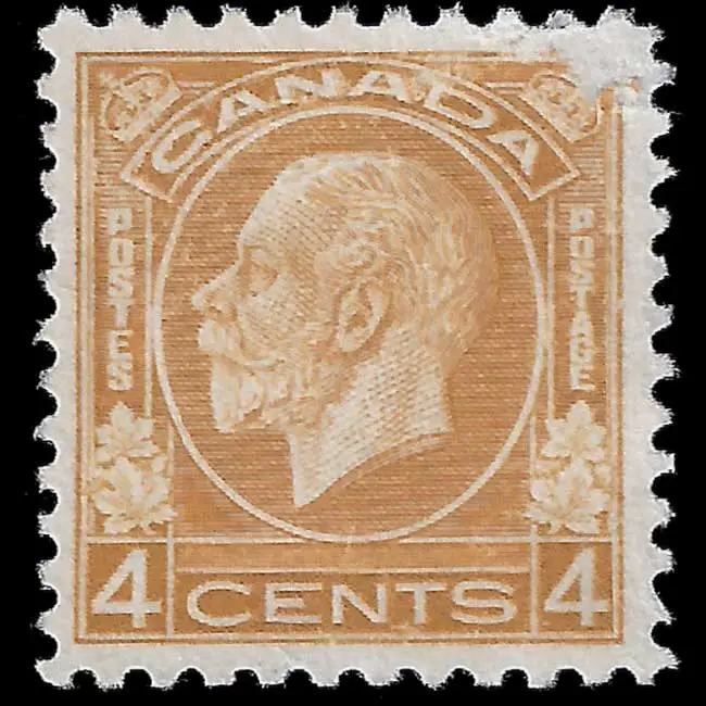  Canada Sc # 198 MH 1932 4 ¢ ocre King George V "Médaillon" Émission 